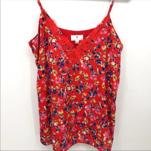 NWT!! Red Floral Spaghetti Strap Cami Tank Top - Picture 3 of 5
